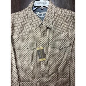 Wrangler Retro Premium Mens XL Tan Geometric Pearl Snap Western Shirt MVR236M